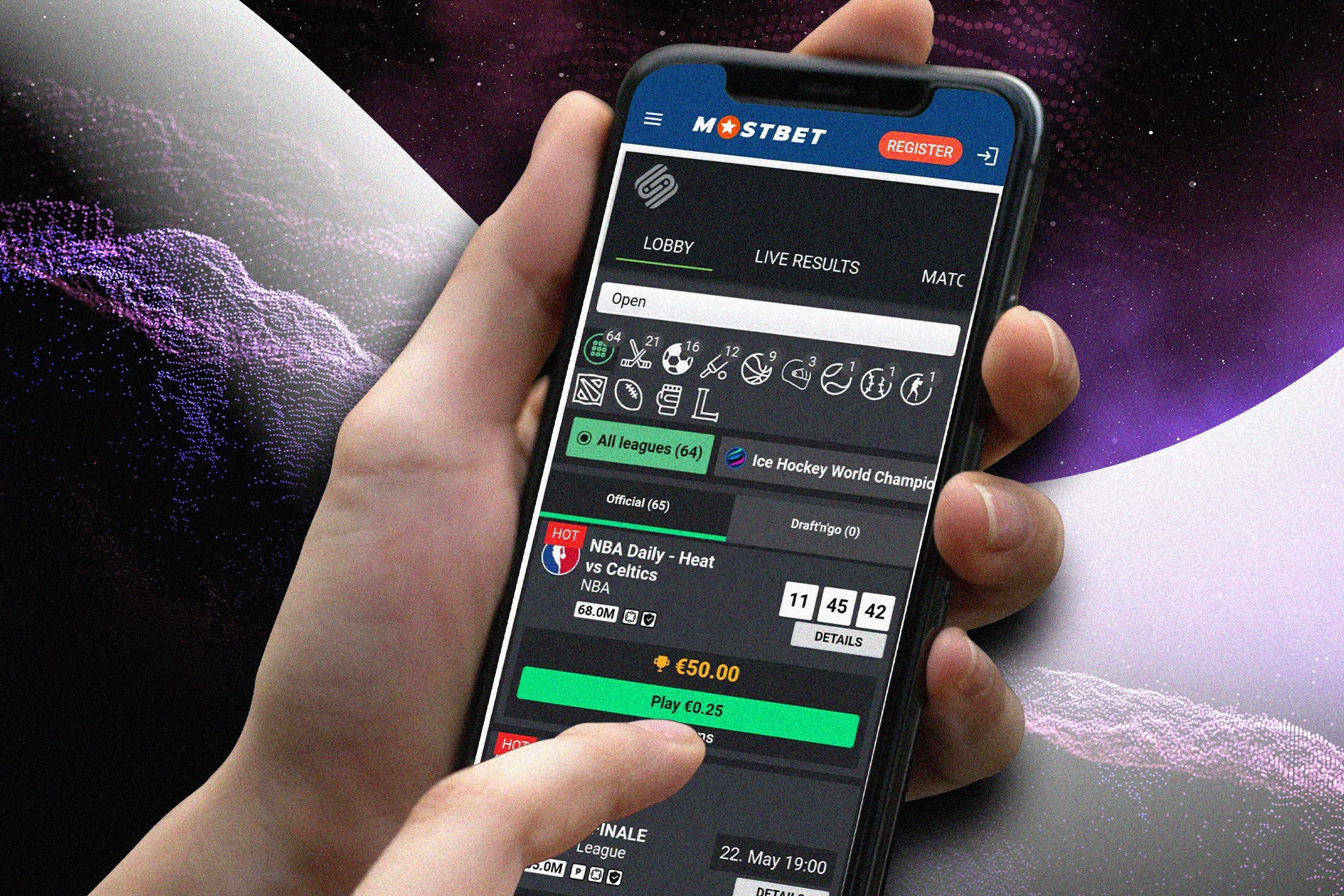 Fantasy leagues are also available ot bet via the app.