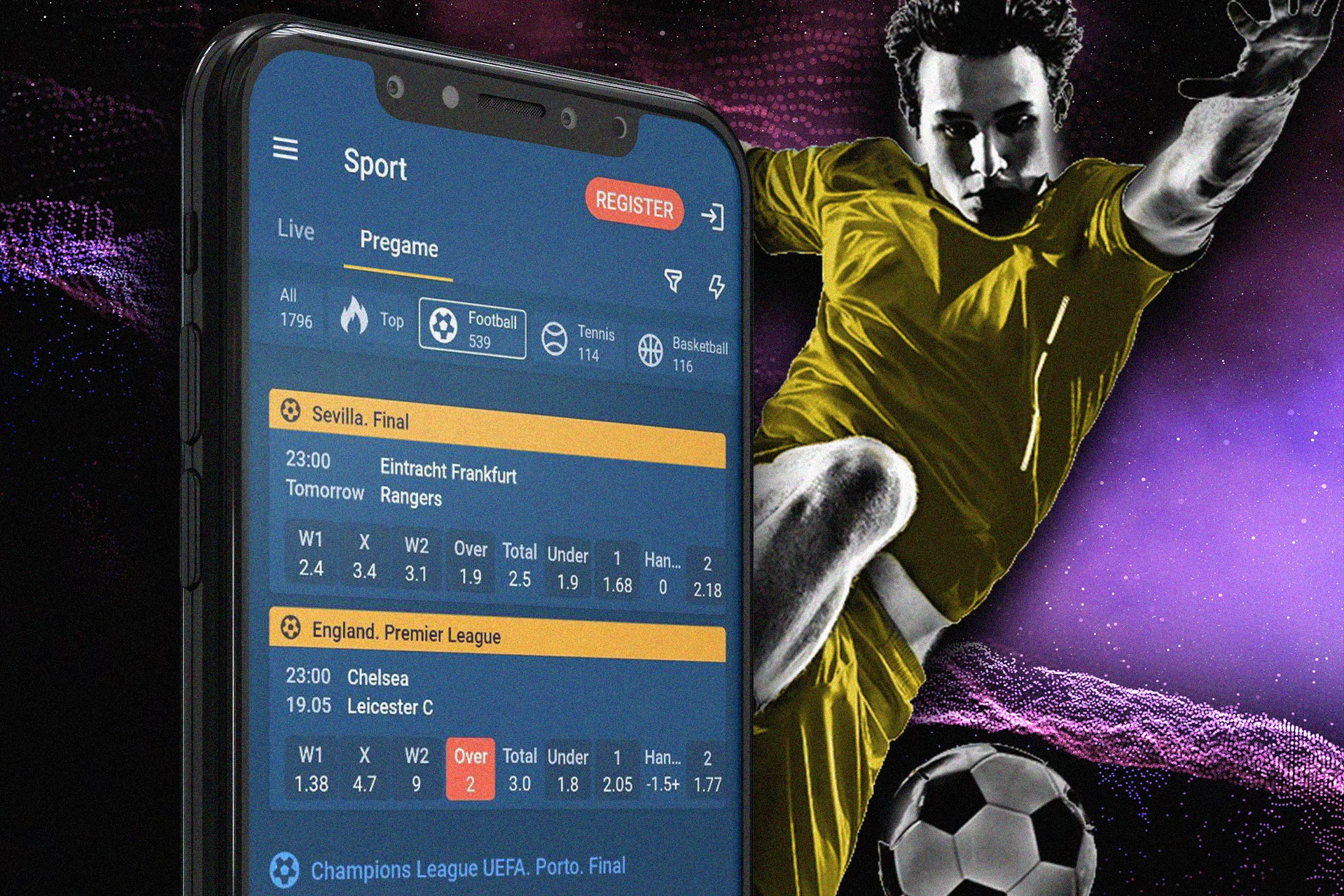 Choose your favorite football team and place bets on it.